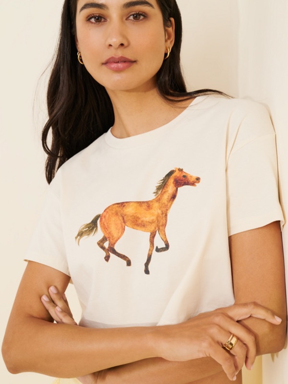 NWOT Polychrome Goods Horse Crop Top
